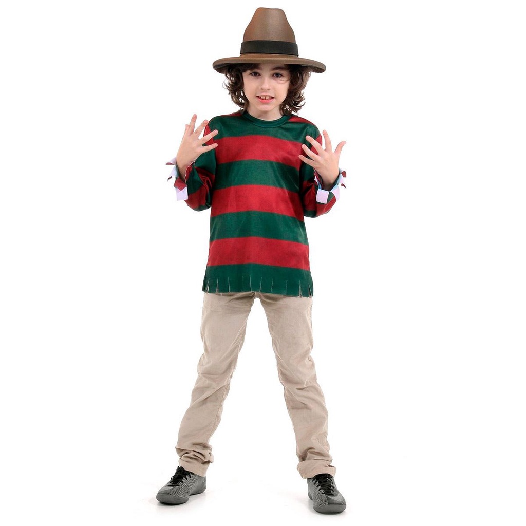 Fantasia Freddy Krueger Infantil Com Chapéu em Oferta na Shopee