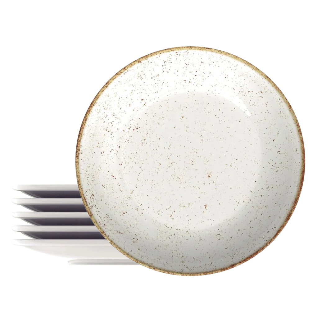 Kit 6 Pratos Porcelana Fundo Tramontina Rustico Decorado 22cm P/ Sopa Caldo em Oferta na Shopee