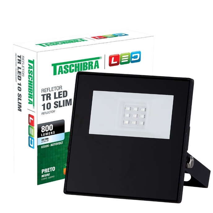 Refletor Led 10w Holofote IP 65 Prova D'água Slim Tr10 Taschibra