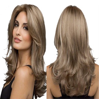 lace Peruca cabelo natural Peruca de Moda Européia Americana Cabeleira Feminina de Verão Big Wave Cabeleira Longa de Alta Temperatura Fibra Química de Seda Pullover Realista