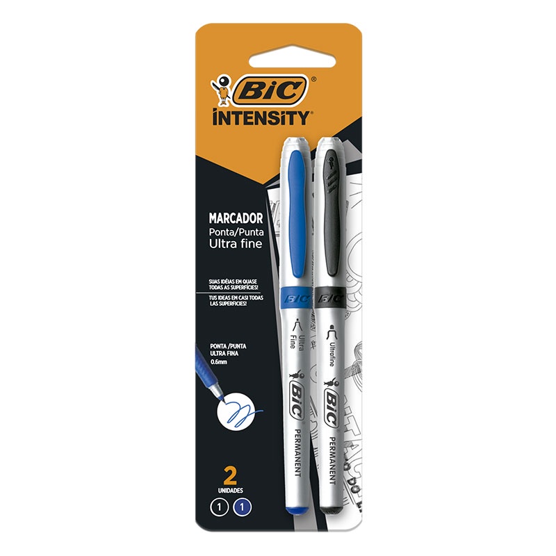 Pincel marcador permanente Intensity Ultra Fina com 2 cores 935847 Bic