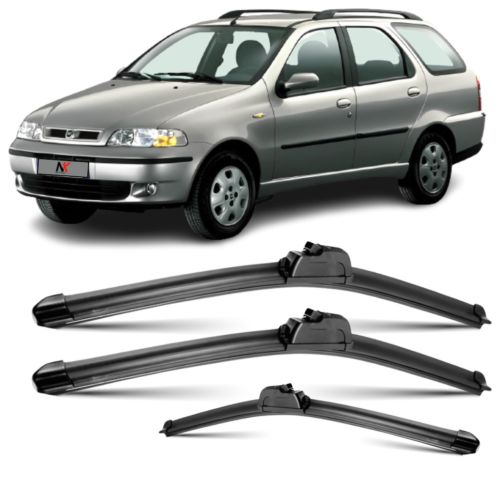 Kit 03 Palheta Limpador Parabrisa Dianteiro + traseiro 22" 18" 15" Palio Weekend 2001 á 2003 em Oferta na Shopee