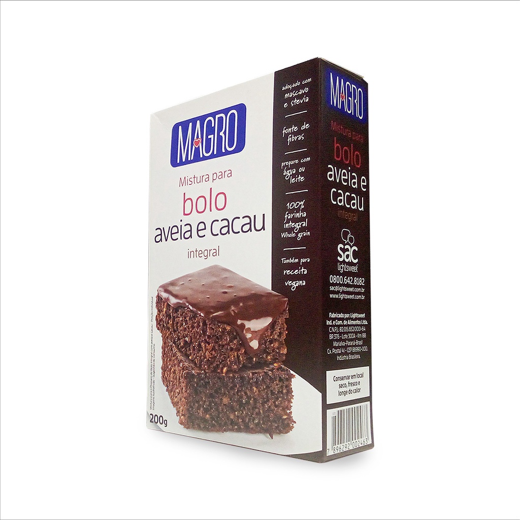Bolo integral sabor Aveia e Cacau 200g - Magro em Oferta na Shopee
