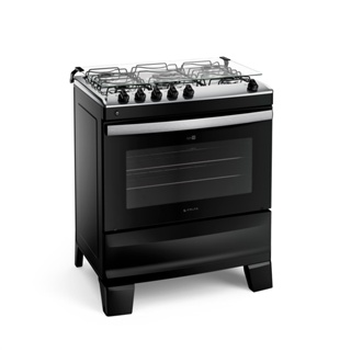 Fogão 5 Bocas Preto com Mesa Inox Atlas Agile Up Bivolt em Oferta na Shopee