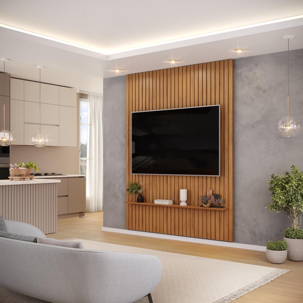 Painel para TV até 65 Polegadas Ripado DJ Móveis Trento 183 Freijó em Oferta na Shopee