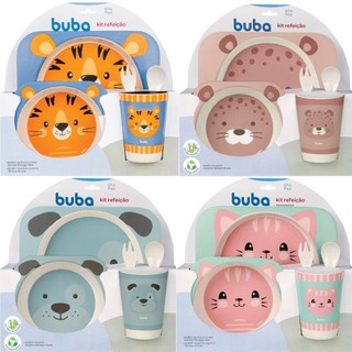 Kit Refeição Infantil Prato Tigela Bowl Colher Garfo E Copo Em Bambu Buba em Oferta na Shopee