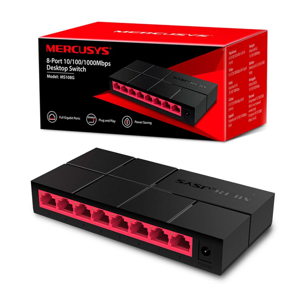 Switch Mercusys MS108G Gigabit de 8 Portas 10/100/1000 Mbps