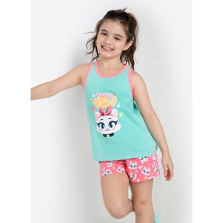 Pijama Manga Curta Menina Teen Algodão Gata Power - Puket