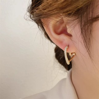 1Pair INS Luxo Ouro 18K Coreia Coração Círculo Zircon Niche Design Brincos De