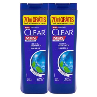 Kit 2X Shampoo Clear Men Anticaspa Ice Cool Menthol Leve 400ml Pague 330ml