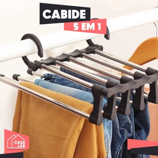 Cabide 5 em 1 Retrátil Multifuncional Aço Calças Saias Bermudas