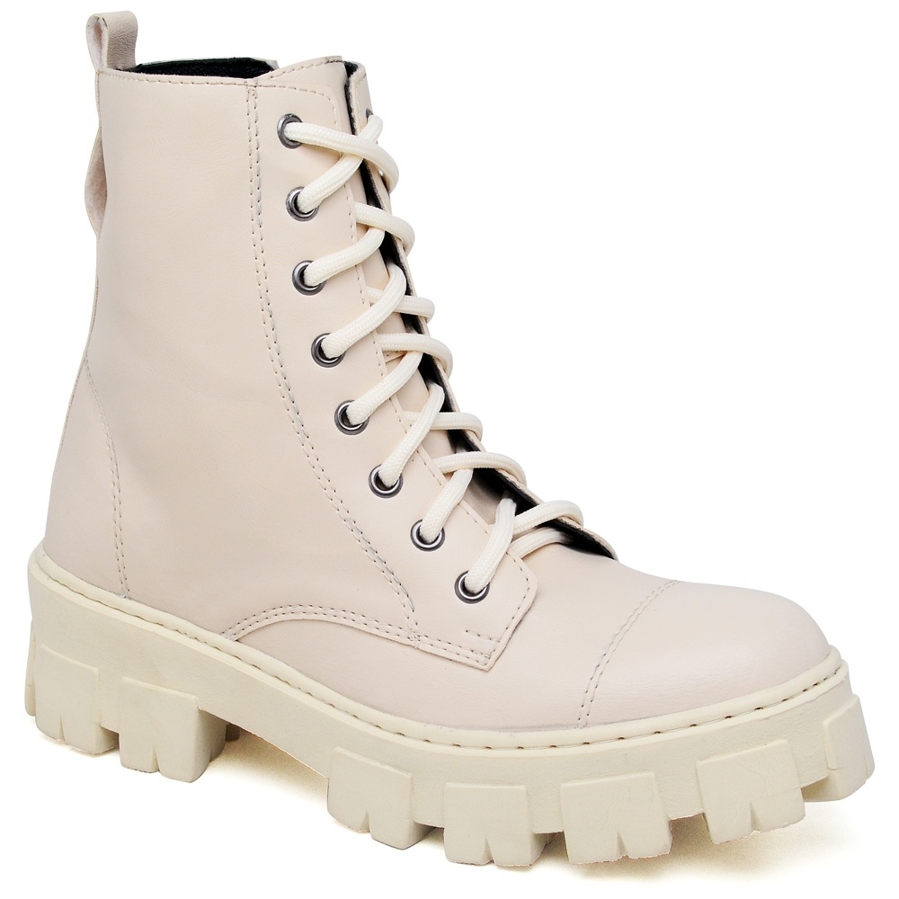 Bota Coturno Feminino Moda Casual com Cadarço Sola Tratorada Alta Festa Passeio Mulher Fashion