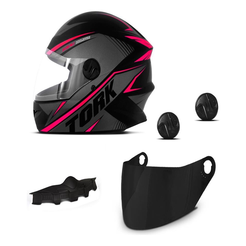Capacete Fechado Para Moto Pro Tork R8 Fechado Viseira Cristal Fume Narigueira