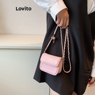 Lovito Bolsa De Ombro Pequena Casual Com Corrente Lisa De Metal Pu E Linha De Costura Para Mulheres LFA09427