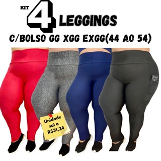 Kit 4 Calças leggings Fitness com bolso Plus Size GG XGG EXGG (44 ao 54)