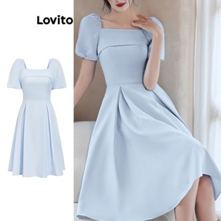 Lovito Casual Vestido Plissado para Mulheres L74ED325