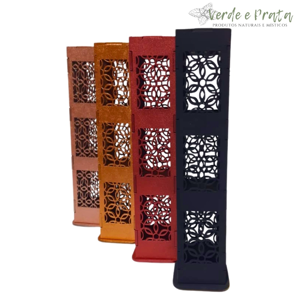 Incensário Porta Incenso Arabescos em Madeira