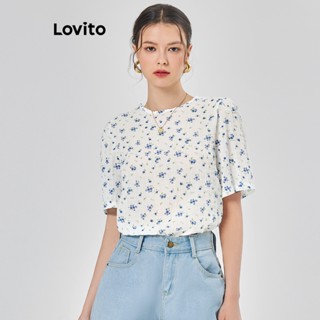 Lovito Boho Blusa Feminina com Estampa Floral Plissada L68ED262 (Multicor)