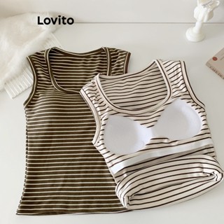 Lovito Casual Blusa Feminina Listrada com Bojo L74ED245