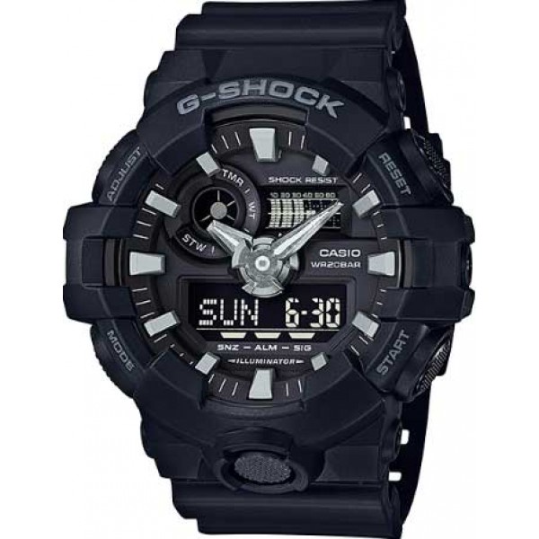 Relógio Casio G-Shock GA-700-1BDR masculino, anadigi, à prova d'água, original e ideal para presente.