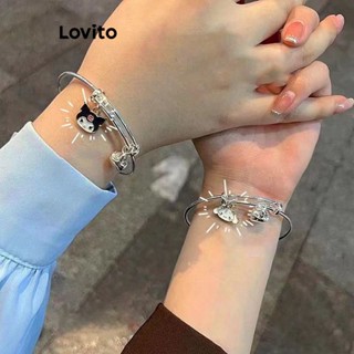 Lovito Pulseira Casual De Metal Liso Sanrio Cartoon Kurome Para Mulheres LFA12364