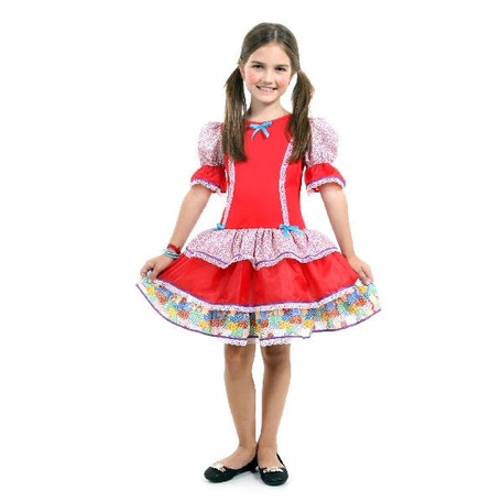 Fantasia Vestido Caipira Babados Vermelho - Festa Junina
 em Oferta na Shopee