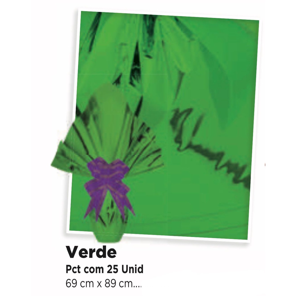 25 Embalagem Folha Metalizada Ovo De Páscoa Verde 69x89 Luckyfest