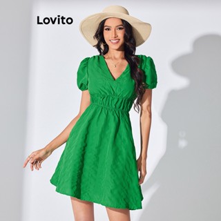 Lovito Vestido Feminino Boho Com Estrutura Simples E Mangas Bufantes LBL07200