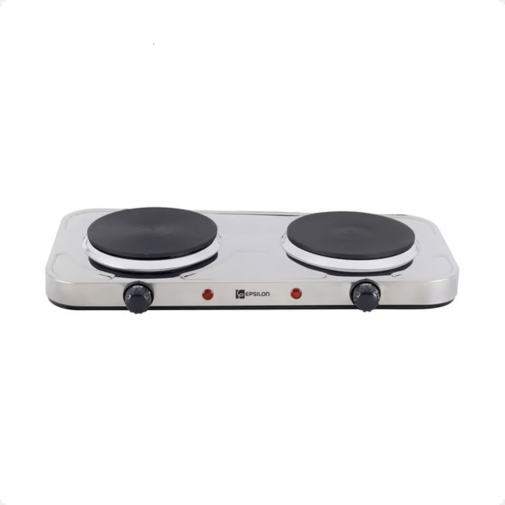 Fogão De Mesa Elétrico Epsilon Double Cook 2 Bocas 2500w Inox  Alta Potência