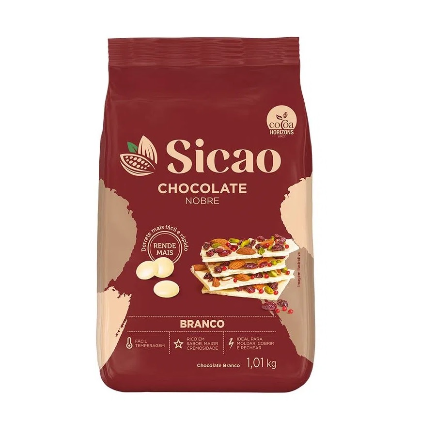 Chocolate Nobre Branco 1,01kg Gotas - Sicao em Oferta na Shopee