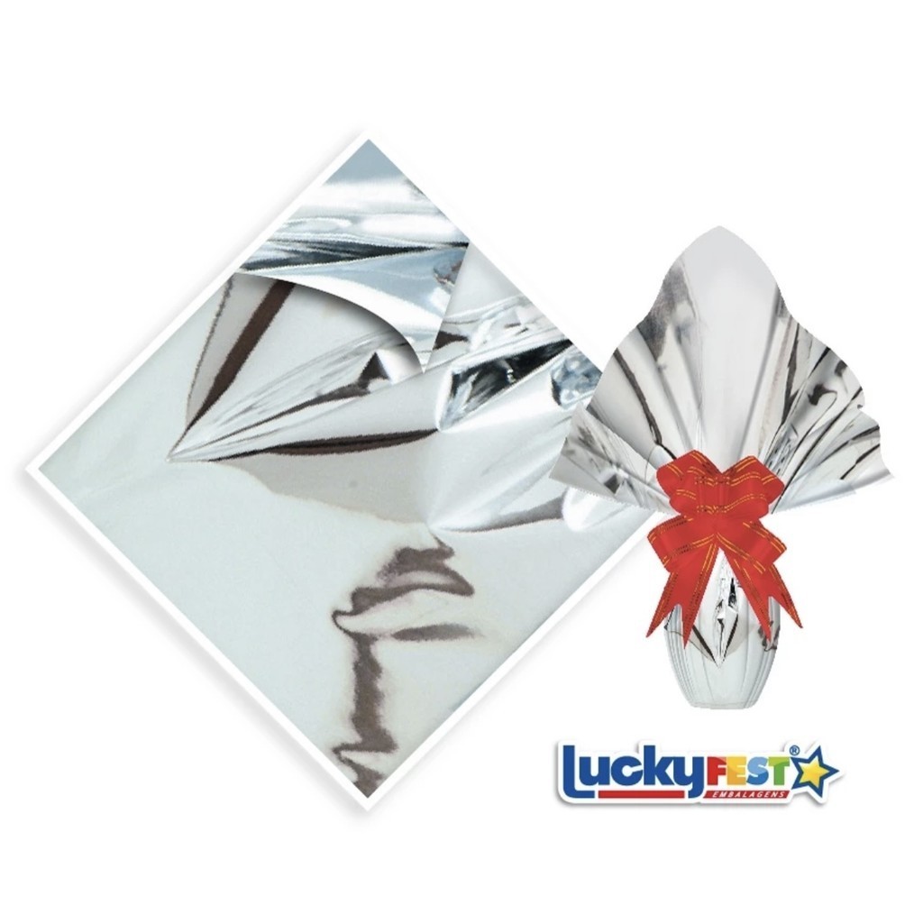 25 Sacos Para Embalar Ovo Páscoa  Express PRATA 250 a 350 g - 35X35 cm  Luckyfest em Oferta na Shopee