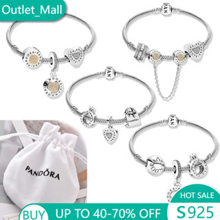 S925 Pulseira Bracelete Pan De Prata 925 Com Berloque Pingente Charmes Corrente Encantos Bracelets Charms