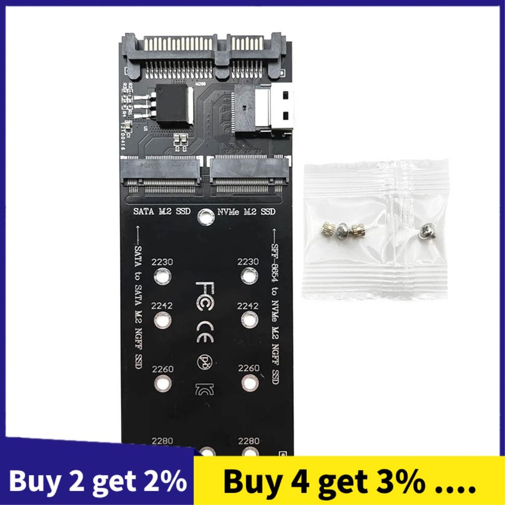 Adaptador SSD M2 M . 2 SATA Ngff Para + M2 NVME SFF-8654 Conversor Placa De Expansão M2