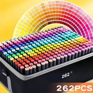Kit 262 Canetas Marcadoras Dual Tip Aquarela Base de Óleo Duas Pontas Secagem Rápida Esto…