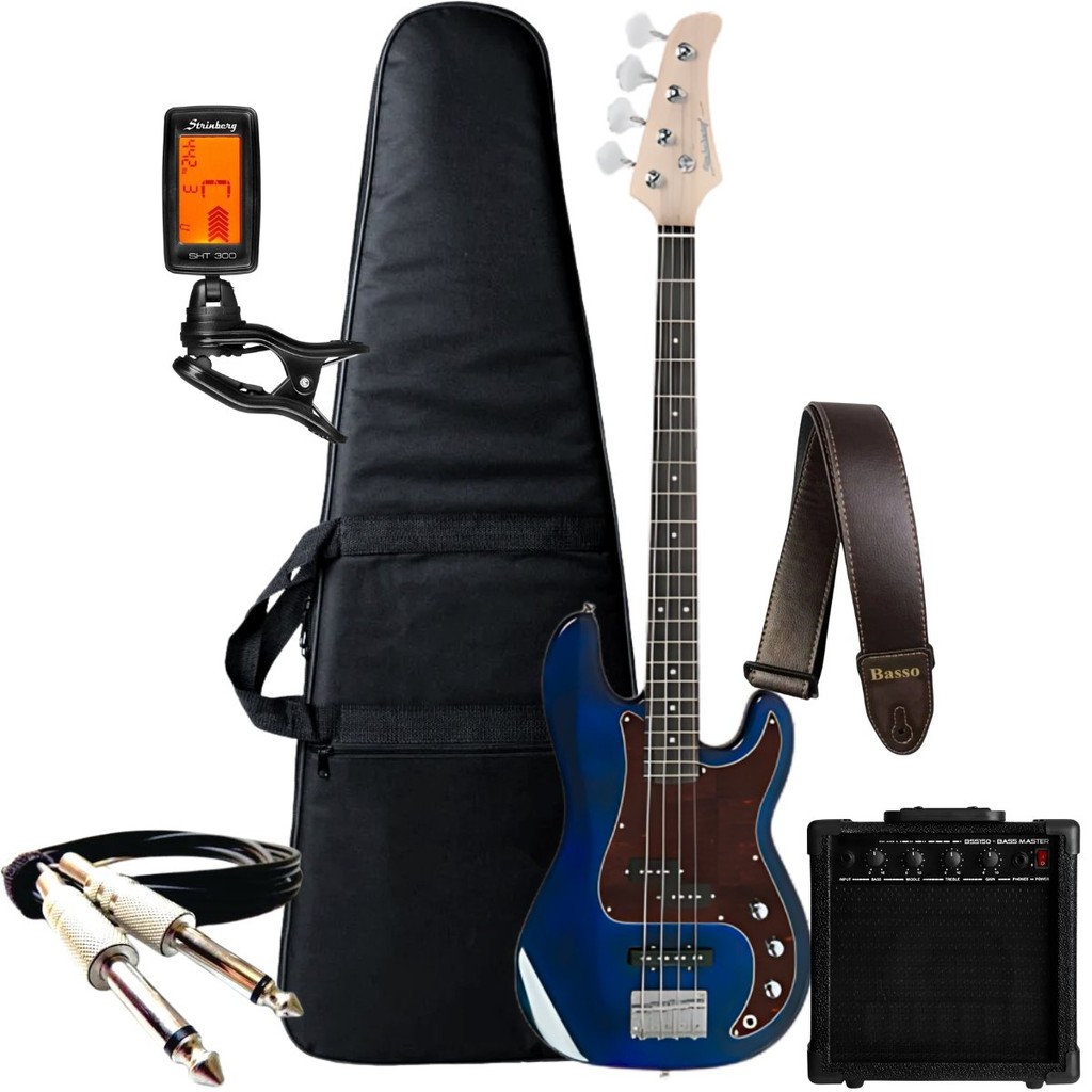 Kit Contra Baixo Strinberg Pbs40 Precision Passivo 4 Cordas + Acessórios + Amplificador Sheldon - Hobbies & Collections