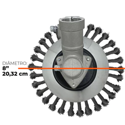 Escova Circular de Aço 8" 1 Pol (25,4mm)com Redutor 20mm para Roçadeira Aparador Grama Carbon Fak