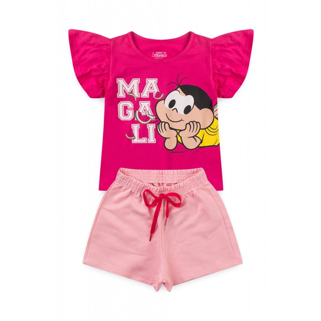 Conjunto Feminino Infantil Magali Humm Amo Melancia- Turma da Mônica - Baby & Kids Fashion