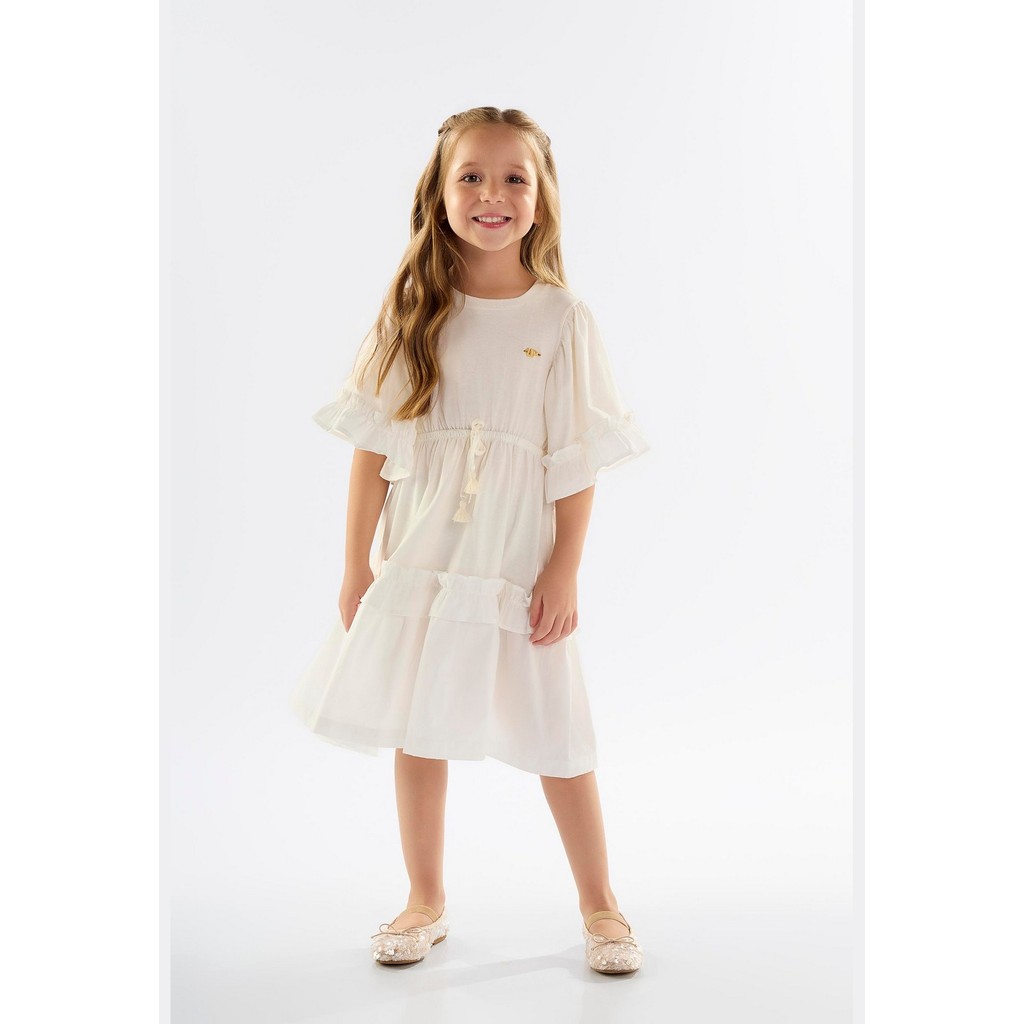 Vestido Infantil em Meia Malha com Babados Up Baby em Oferta na Shopee