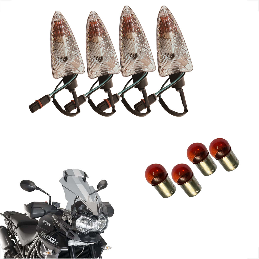 Kit 4 Piscas Dianteiro e Traseiro Completo Moto Triumph Tiger 800 2011 2012 2013 2014 2015