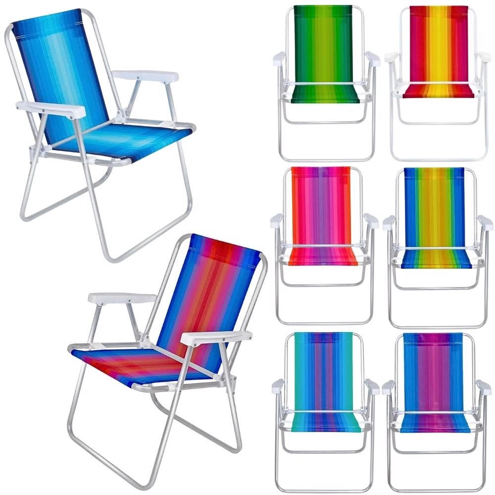 Cadeira de Praia Alta em Alúminio Degradê de Várias Cores MOR em Oferta na Shopee