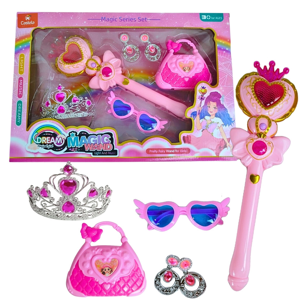 Kit Varinha Magica de Princesa Coroa Rosa e Acessorios - Castela em Oferta na Shopee