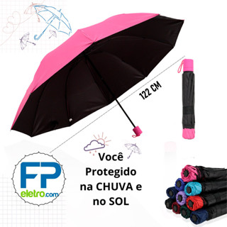 Guarda Chuva Grande Reforçado Cabe Na Bolsa Colorido Liso Sombrinha Com Proteção Solar Blackout em Oferta na Shopee