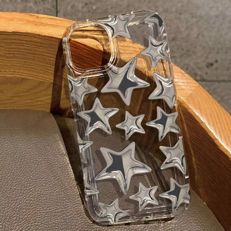 Prata Estrela Impressão Caso De Telefone Para Samsung A15 A55 A35 A54 A53 S25 S23 Ultra S22 Plus S24 S21 S20 FE Macio Cl