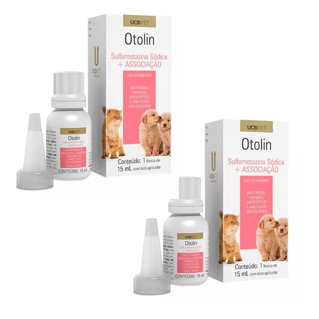02 Otolin 15 Ml Otológica Infecção Otites Cães Gatos - Pets