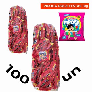 Pipoca Doce Aritana festas10g, kit com 100 unidades