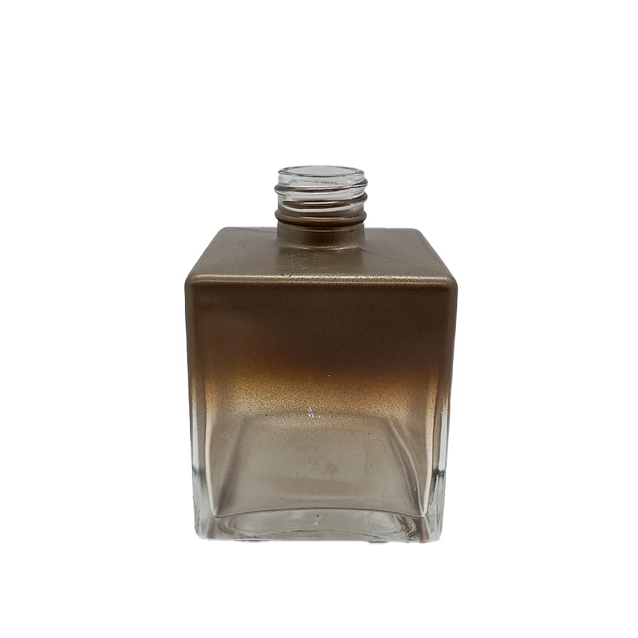 Frasco para aromatizador de Vidro Cubo - Ambar Antigo Fosco Degradê  - 250ml - 1 unidade - Rizzo