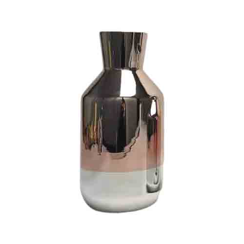 VASO DE FLOR VIDRO DECORAÇÃO ROSE GOLD METALIZADO 25CM