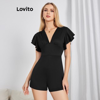 Lovito Macacão Básico para Mulheres LBE04083 (Preto)