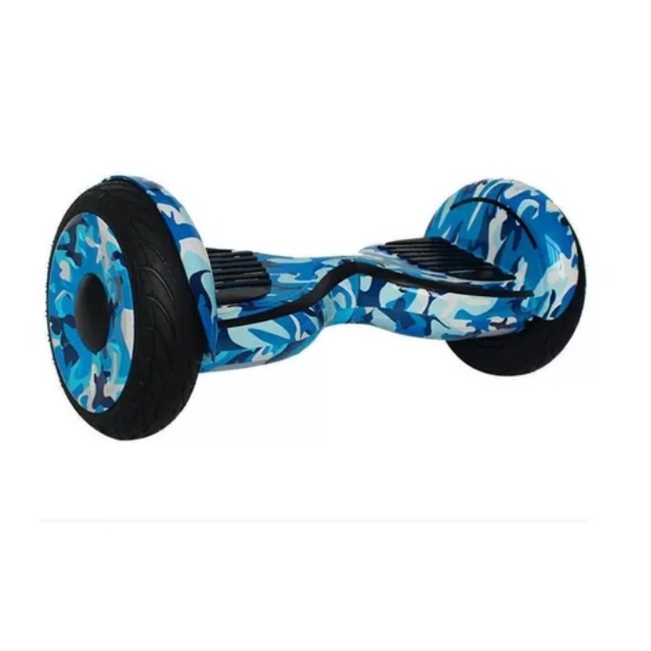 Hoverboard Original 10 Polegadas  Skate Elétrico Led Bluetooth e Bolsa Azul Camuflado