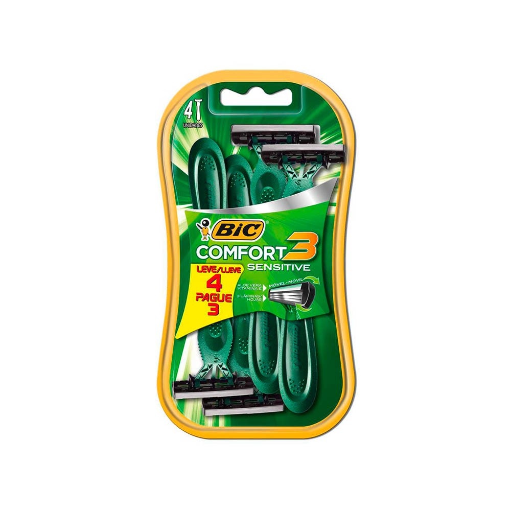 Aparelho Barbear Bic Comfort 3 Pele Sensivel Lv4 Pg3 em Oferta na Shopee